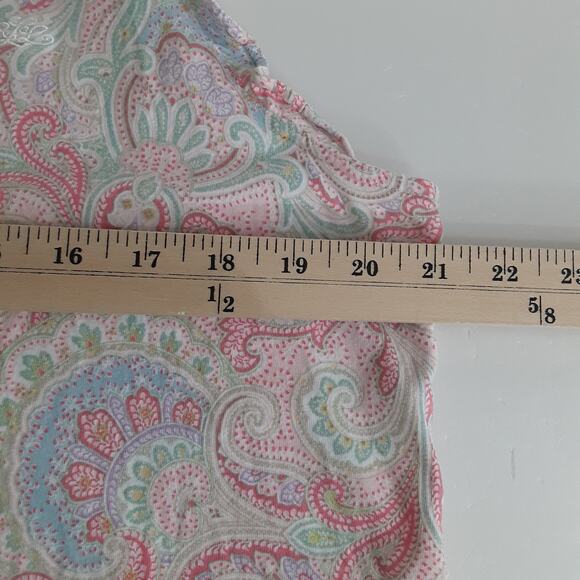 Lauren Ralph Lauren Black Label Pajama Set L Boxer Short Sleeveless Pink Paisley - Picture 10 of 14